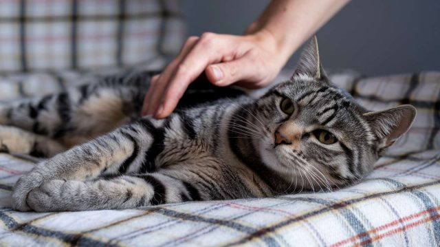 1751446123-vue-rapprochee-dun-chat-allonge-sur-un-plaid-propre-une-main-caressant-doucement-son-dos-ambiance-calme-et-rassurante.jpg Puces dans la maison : Chassez-les de vos animaux et de votre intérieur avec ce répulsif maison